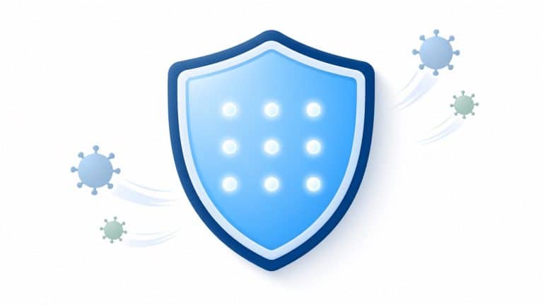 Illustrated shield representing protection from the HPV vaccine