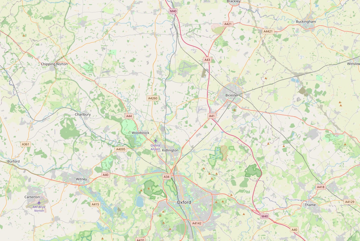Map of Oxfordshire showing the four MediPill branches