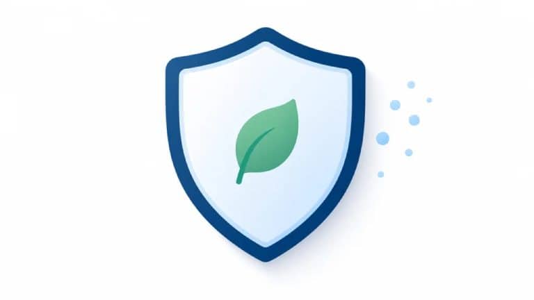 Illustration of a protective shield with a leaf