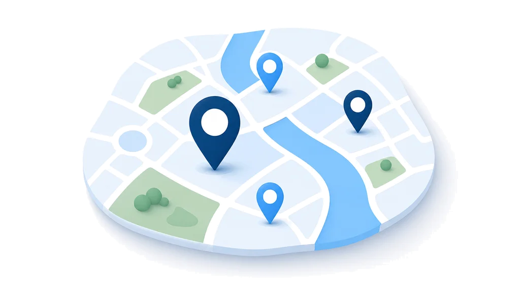 Illustrated map of Oxfordshire with four MediPill branch pins