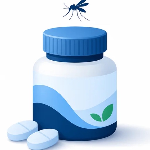 Antimalarial tablets illustration